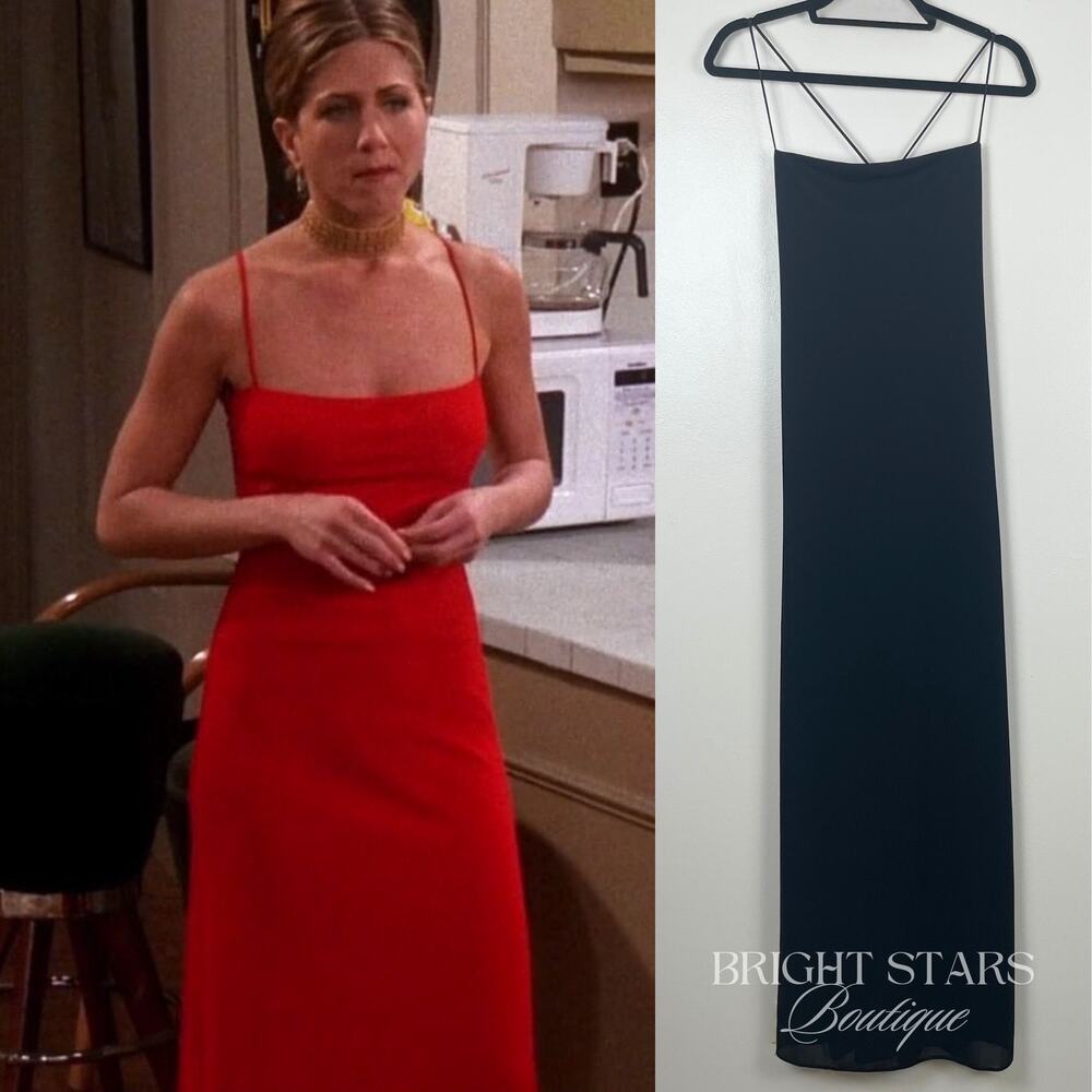Rare Vintage Black Dress Alt ASO Rachel Green Friends Womens Maxi Gown Event